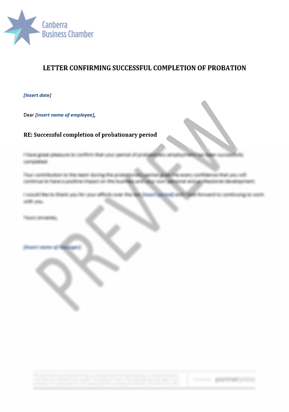 Template Letter Confirming Successful Completion of Probation CBC