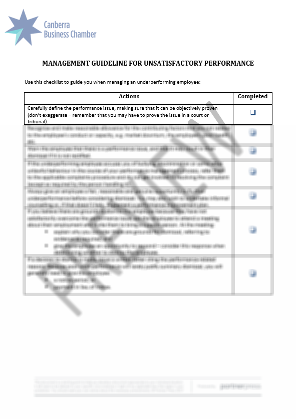 Checklist: Management Guideline for Unsatisfactory Performance – CBC ...