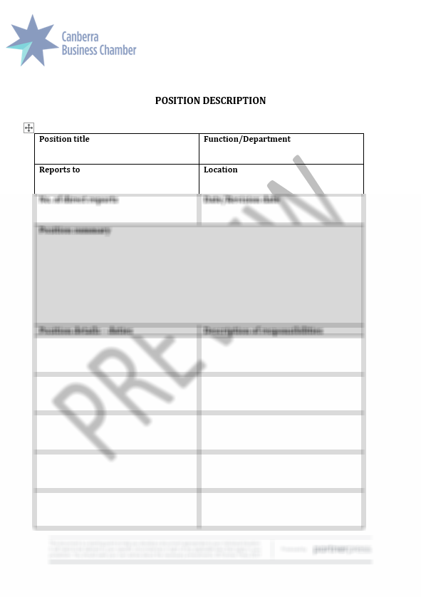 Template: Position Description – CBC Employer Resource Shop