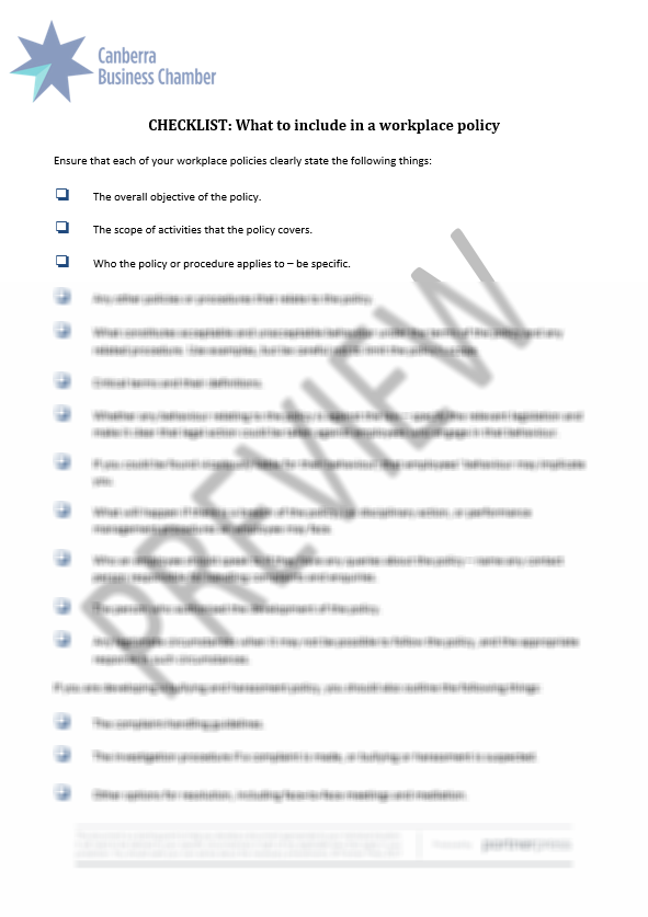 Check List Policy Checklist: What to Include in a Workplace Policy – CBC Employer ...